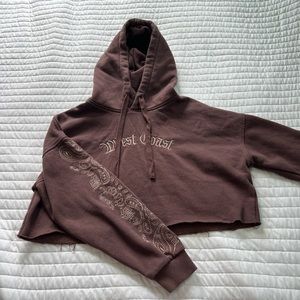 Girls brown cropped hoodie